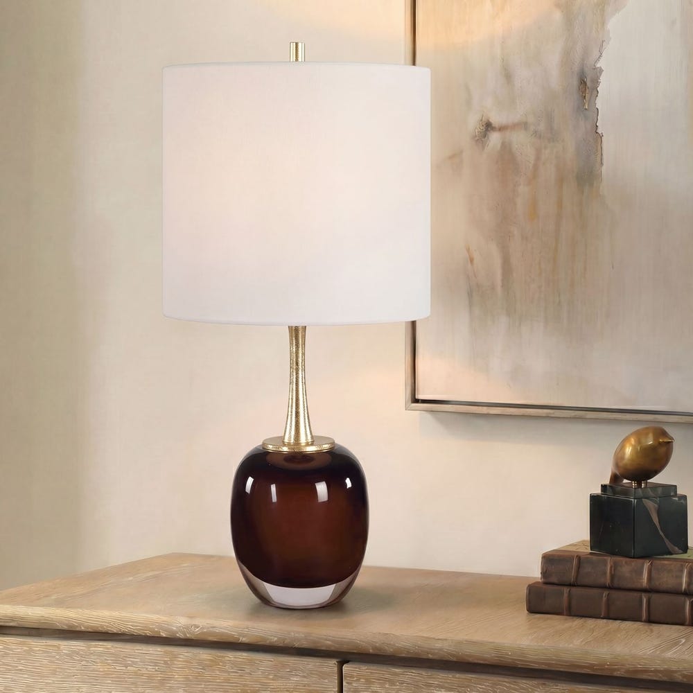 Uttermost Vannett Dark Amber Art Glass Table Lamp