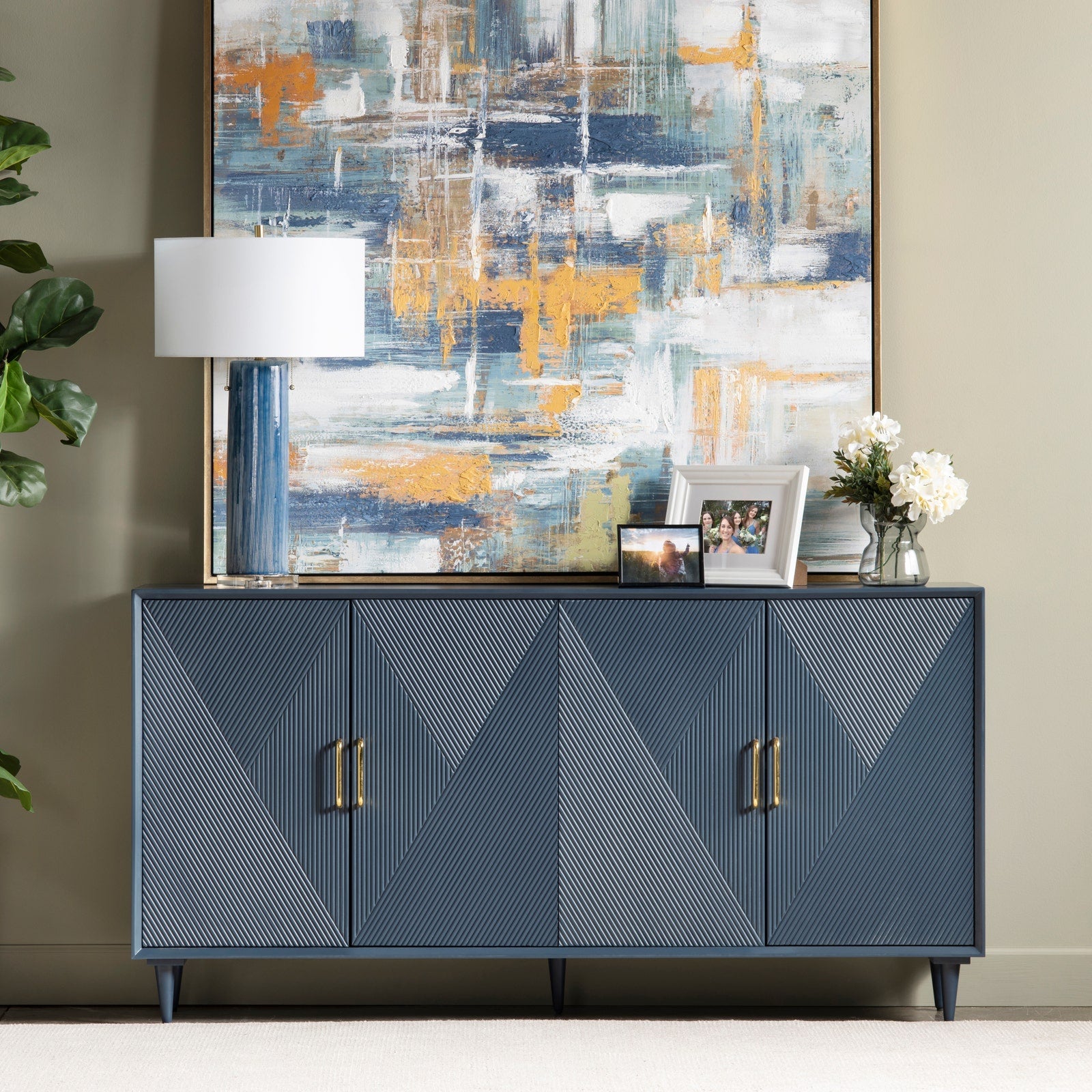 Crestview Collection Arvada Blue Acacia Finish Sideboard - Image 2