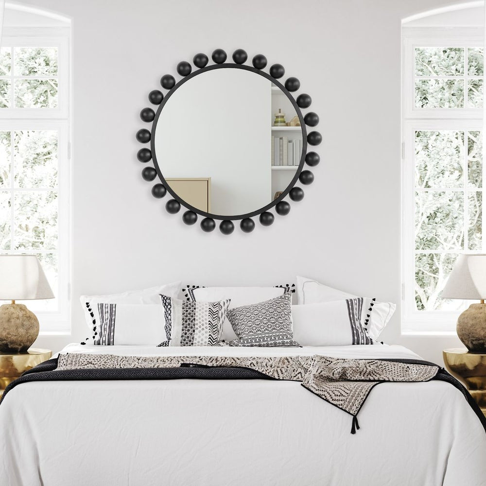 Casa Bella Living Round Metal Dome Shaped Ornaments Framed Round Mirror - Image 2