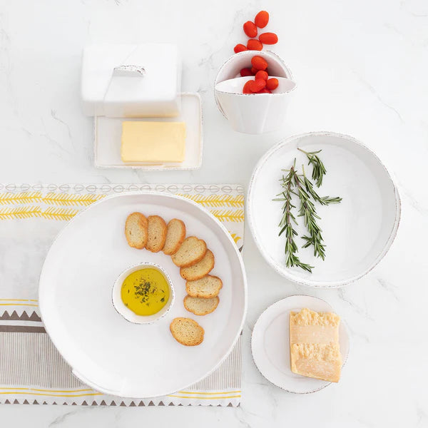 Vietri Lastra White Chip and Dip Server ~ Handcrafted Italian Stoneware - Image 1