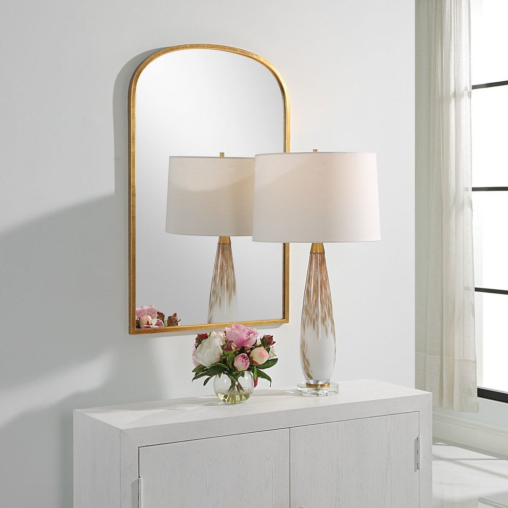 Casa Bella Living Arched Unique Gold Leaf Framed Mirror - Image 2