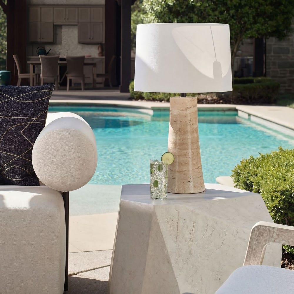 Uttermost Delmani Natural Travertine Table Lamp ~ Indoor & Outdoor Use