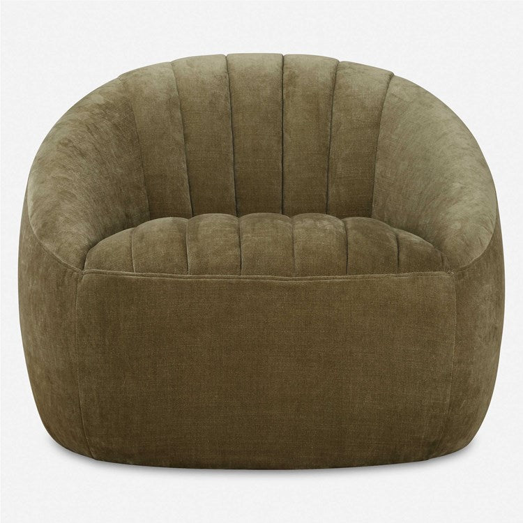 Uttermost Narrows Moss Green Velvet Chenille Channeled Swivel Chair - Image 2