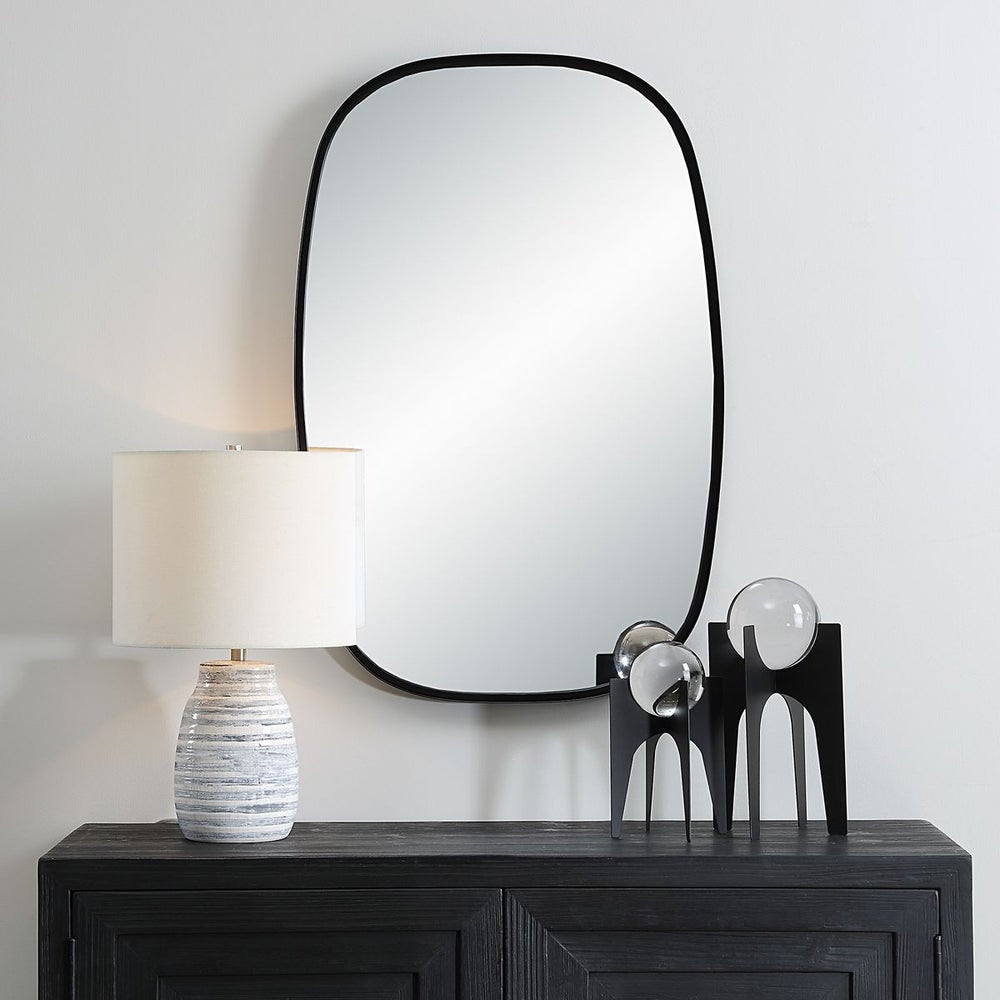Casa Bella Living Rounded Corners Satin Black Framed Mirror - Image 3