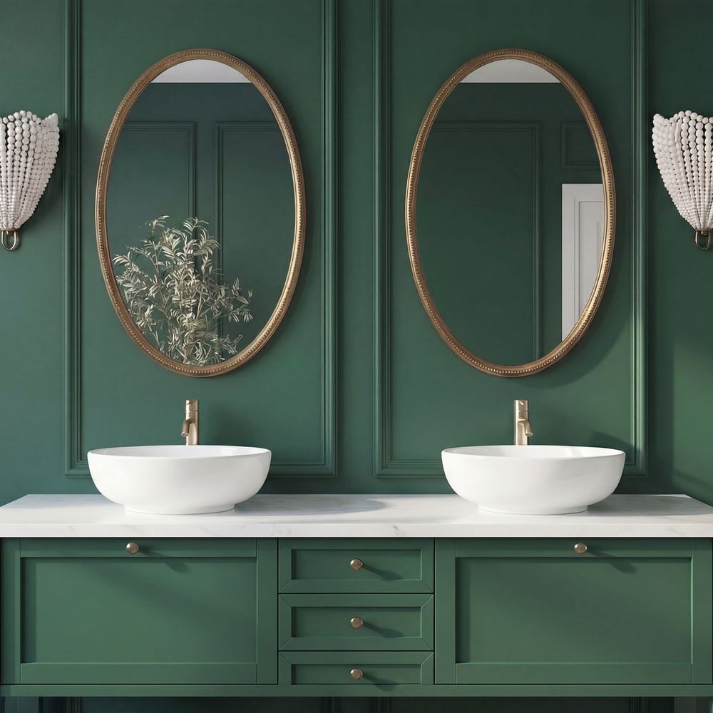 Uttermost Ellis Beaded Antique Brass Oval Mirror - Image 1
