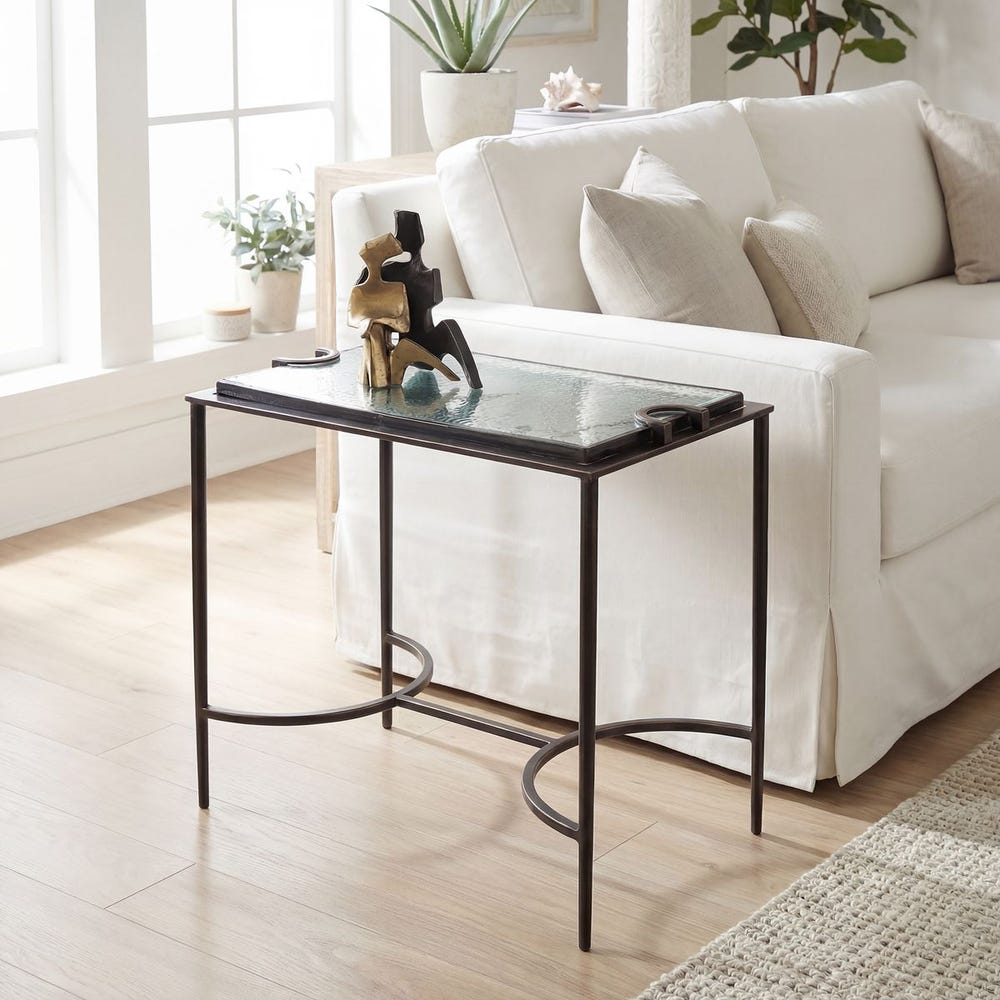 Uttermost Eisen Cast Iron Glass Tabletop Accent Table - Image 1