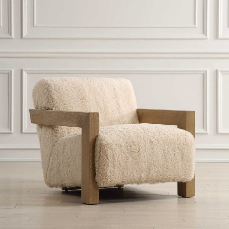 Uttermost Jackson Caramel Long Haired Faux Sheepskin Accent Chair - Image 3