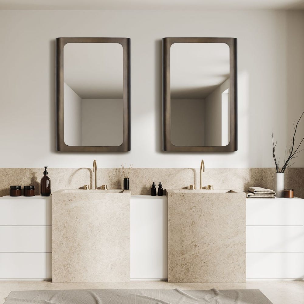Uttermost Fischer Sleek Softly Curved Iron Frame Mirror - Image 1