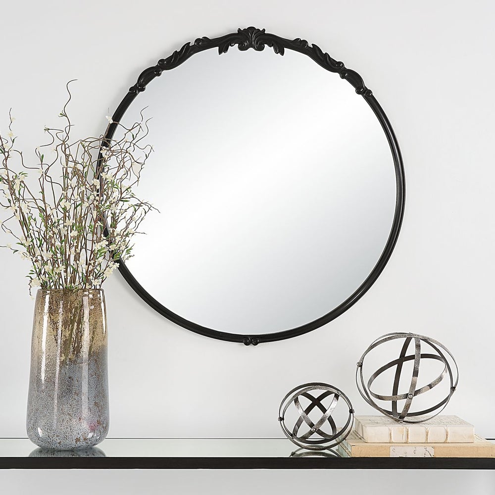 Casa Bella Living Rich Satin Black Rounded Mirror - Image 2