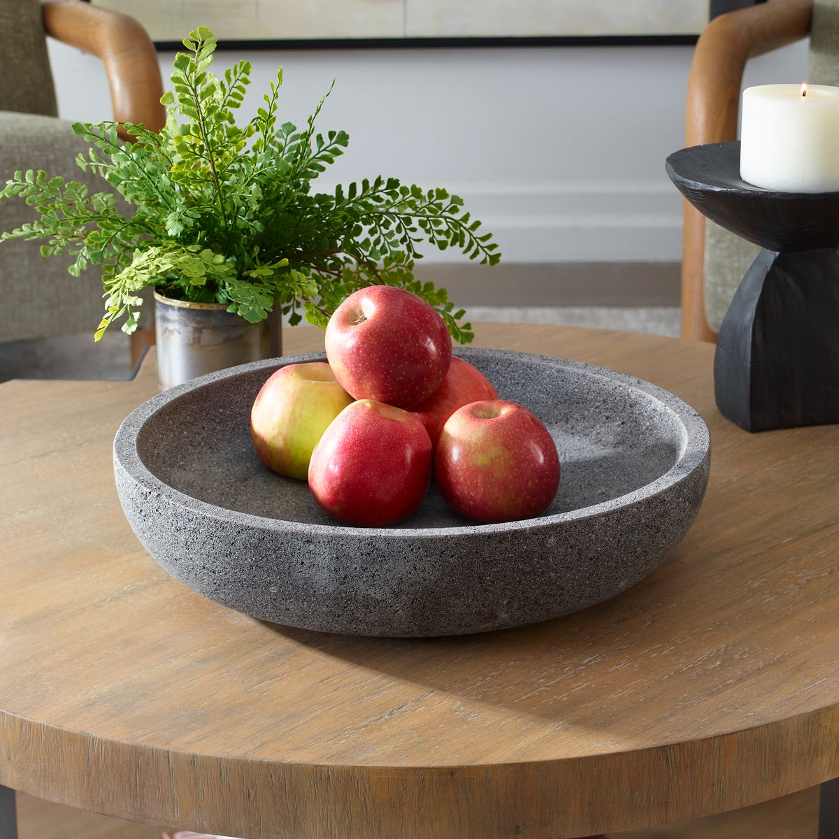 Uttermost Ashen Gray Lava Stone Earth Bowl Indoor and Outdoor Use - Image 1
