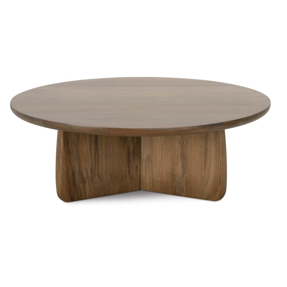 Rowe Furniture Nova Round Teak Wood Coffee Table - Image 1