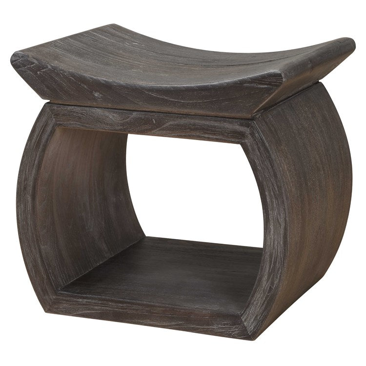 Uttermost Connor Reclaimed Wood Rustic Modern Walnut Accent Stool - Image 3