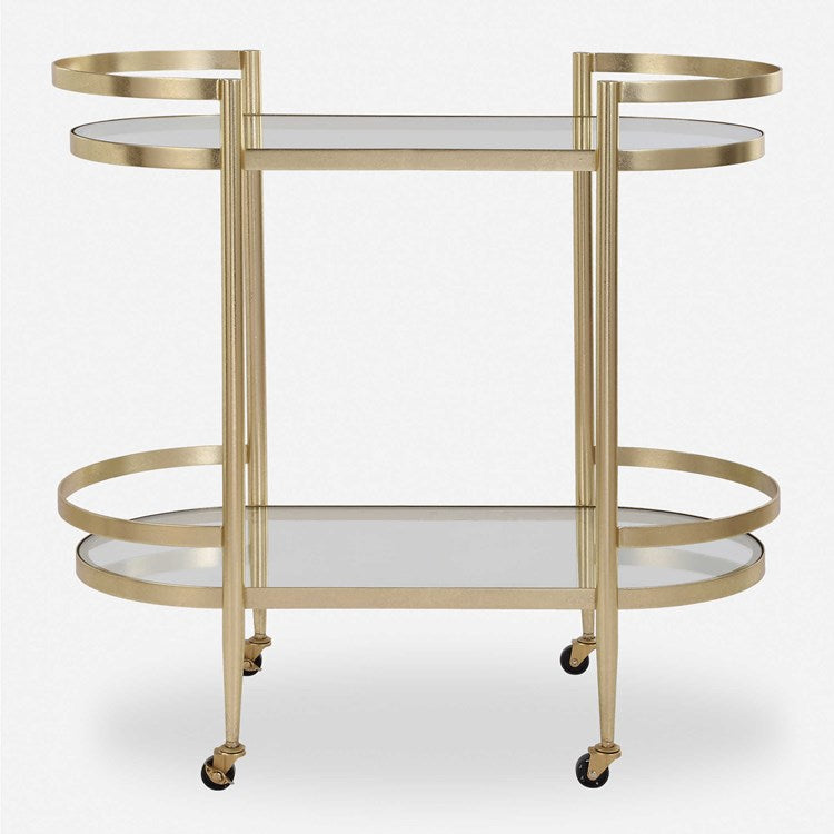 Uttermost Isabelle Gold Leaf Finished Iron Bar Cart - Image 2