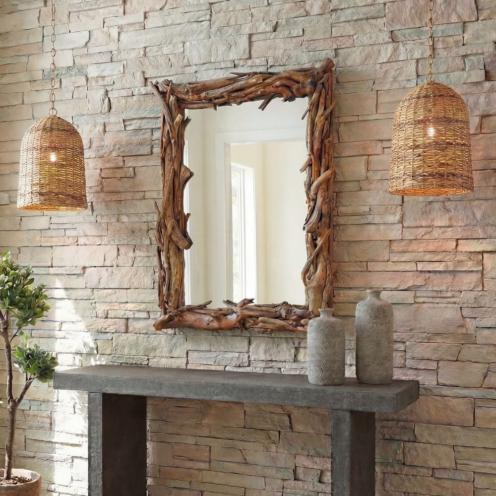 Uttermost Rooted Reflection Teak Wood Mirror - Image 1
