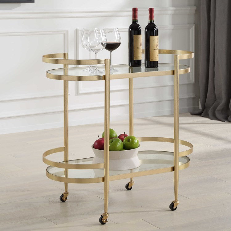Uttermost Isabelle Gold Leaf Finished Iron Bar Cart - Image 3