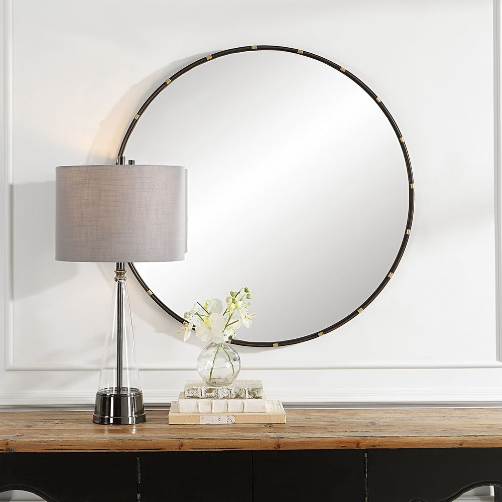 Casa Bella Living Dark Rich Bronze With Small Antique Gold Rings Framed Mirror - Image 1