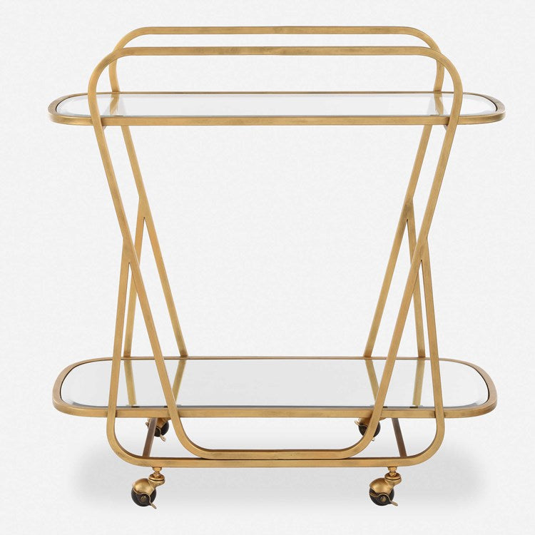 Uttermost Swain Antique Brass Finish Iron Serving Cart - Image 2