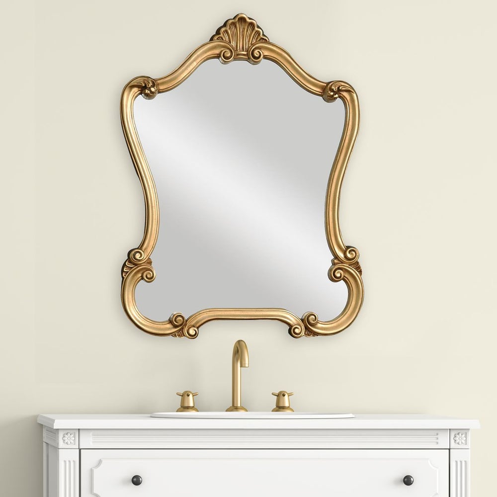Casa Bella Living Traditional Lightly Distressed Gold Framed Mirror - Image 2
