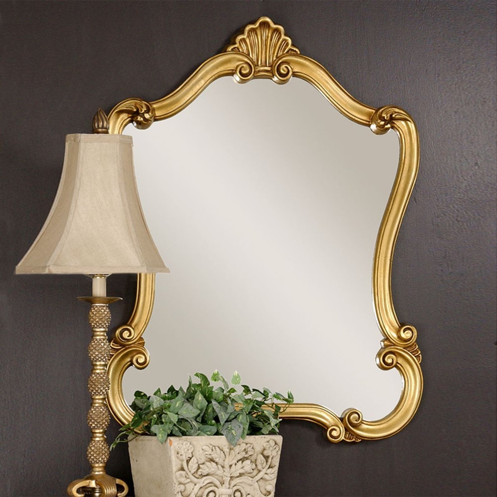 Casa Bella Living Traditional Lightly Distressed Gold Framed Mirror - Image 1