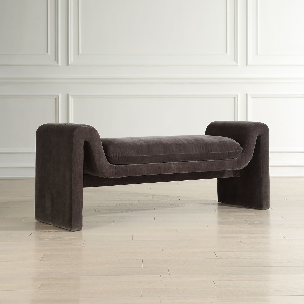 Uttermost Manson Charcoal Velvet Upholstered Bench - Image 2