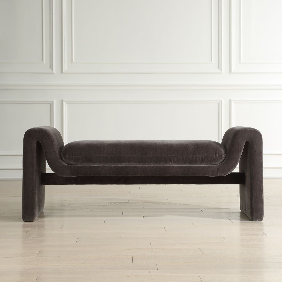 Uttermost Manson Charcoal Velvet Upholstered Bench - Image 3
