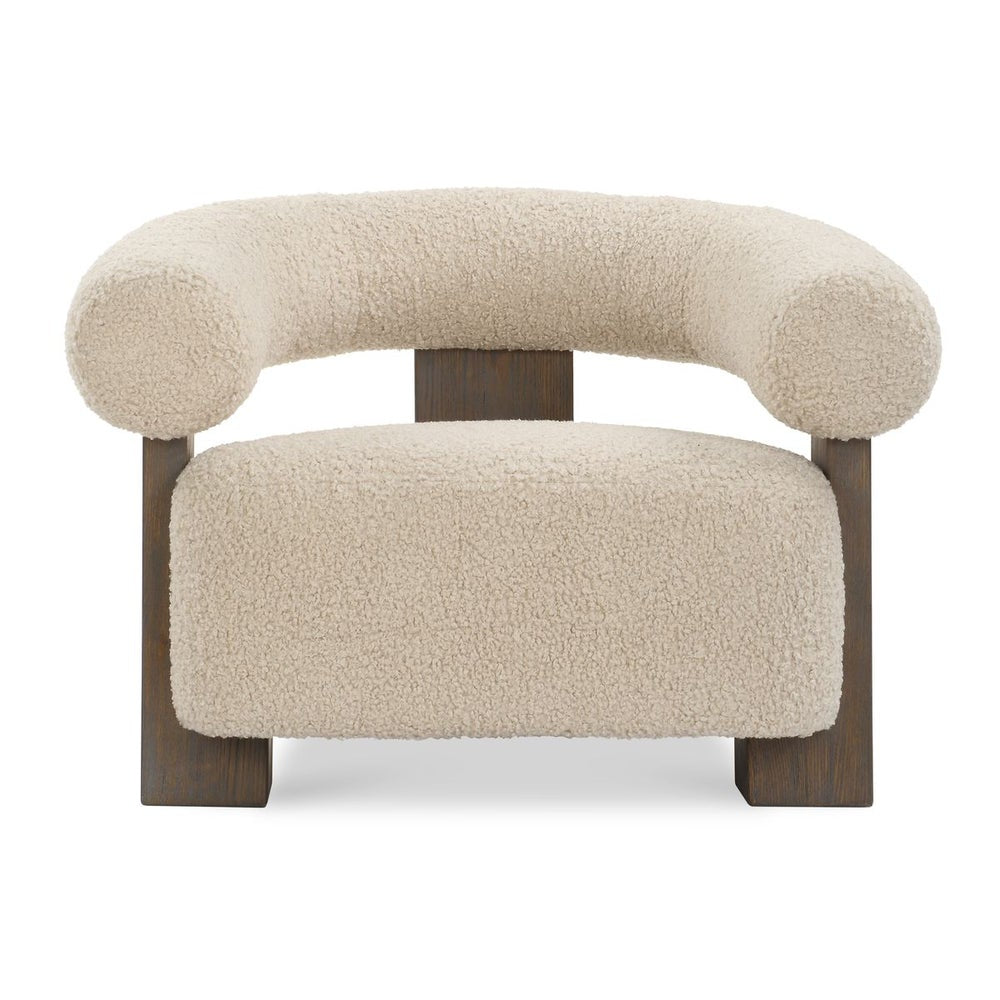 Uttermost Lennox Barrel Shearling Cushion Accent Chair With Dark Walnut Wood - Image 3