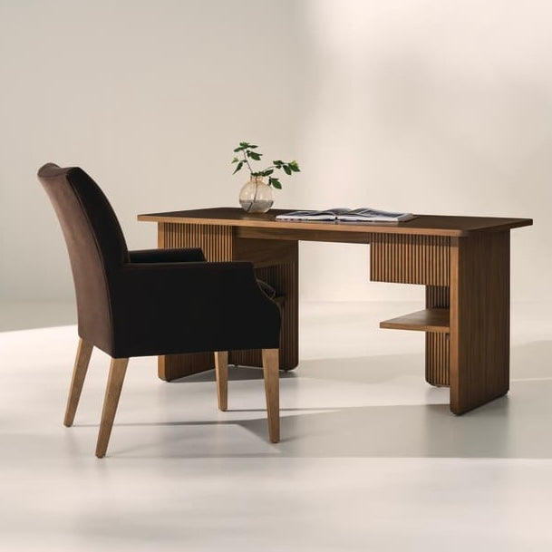 Rowe Furniture Kindred Fluted Mahogany Wood Desk ~ Sesame Finish