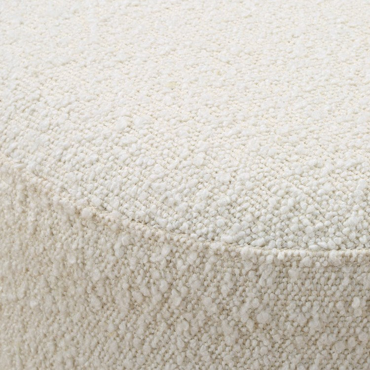 Uttermost Swirls Ivory Boucle with Burl Wood Round Ottoman - Image 3