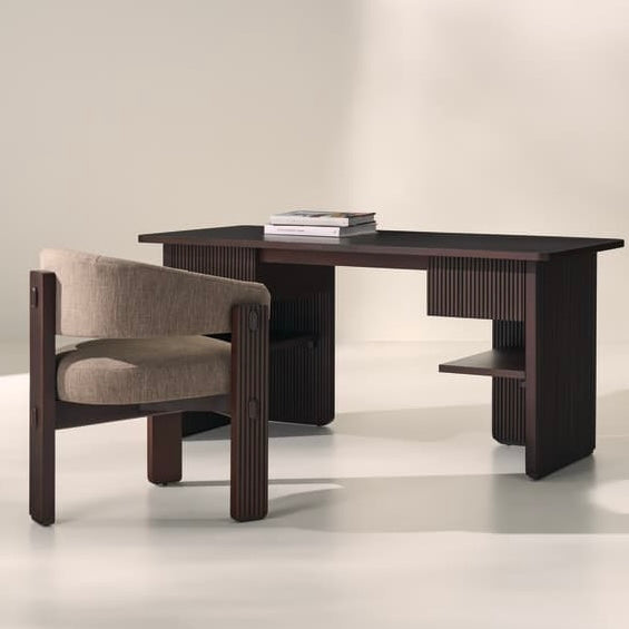 Rowe Furniture Kindred Fluted Mahogany Wood Desk ~ Godiva Finish