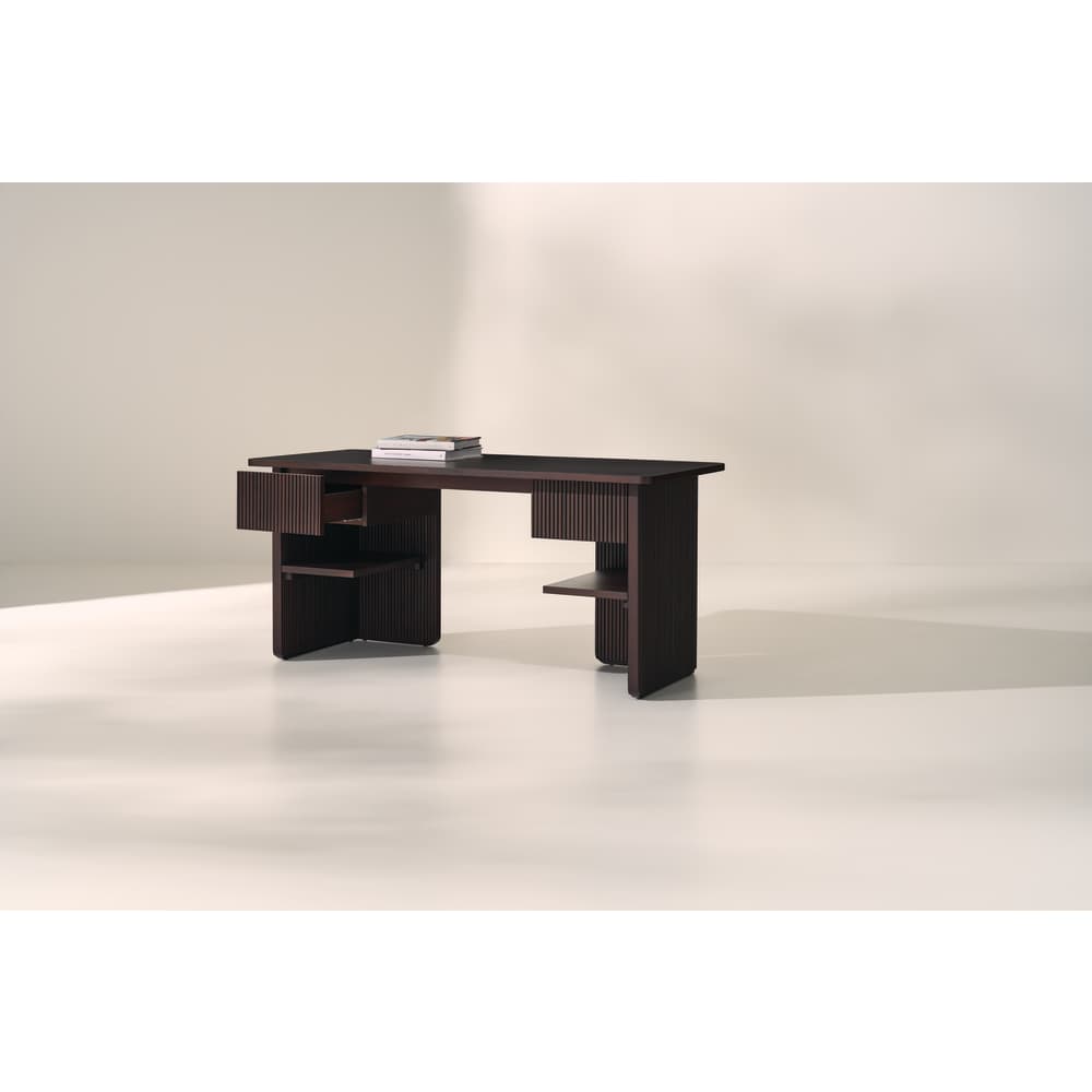 Rowe Furniture Kindred Fluted Mahogany Wood Desk ~ Godiva Finish - Image 2