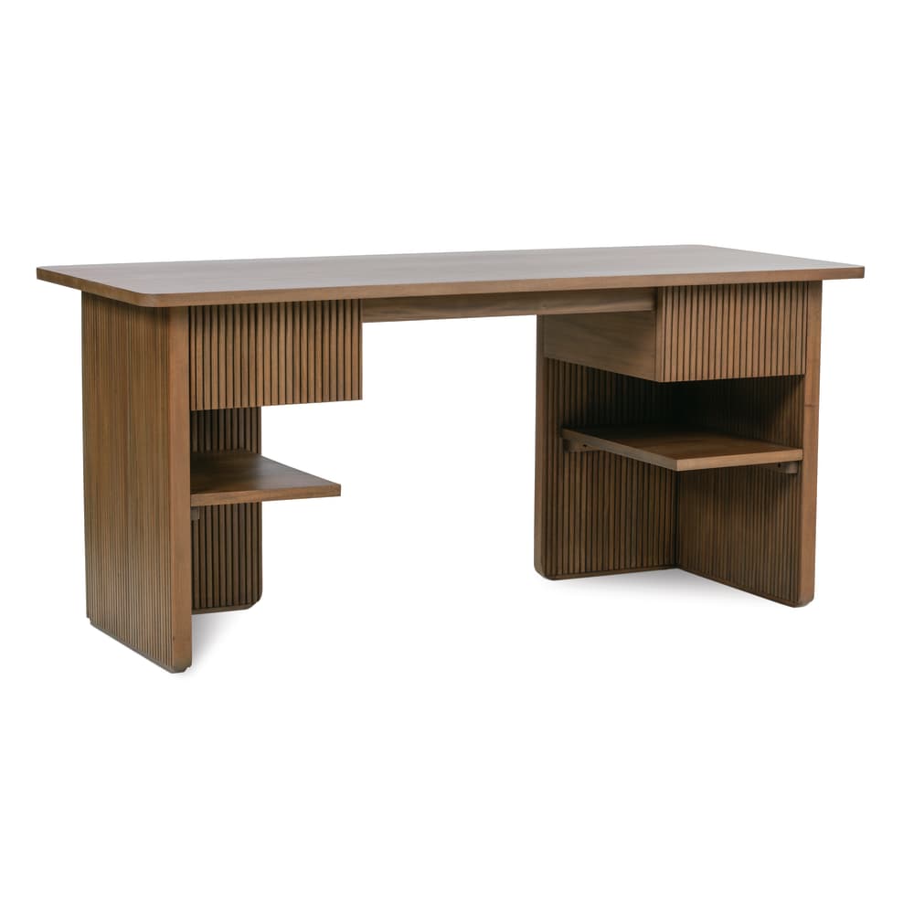 Rowe Furniture Kindred Fluted Mahogany Wood Desk ~ Sesame Finish - Image 2