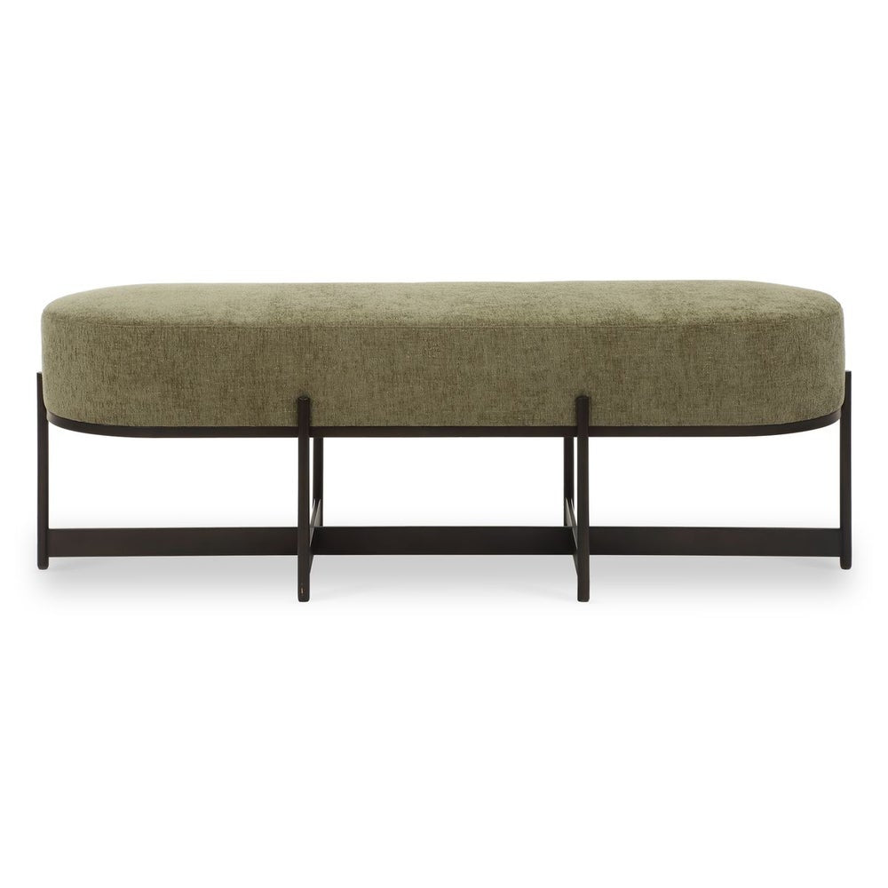 Uttermost Merino Moss Green Upholstered Bench With Bronze Iron Frame - Image 3