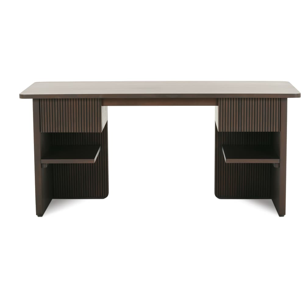 Rowe Furniture Kindred Fluted Mahogany Wood Desk ~ Godiva Finish - Image 3