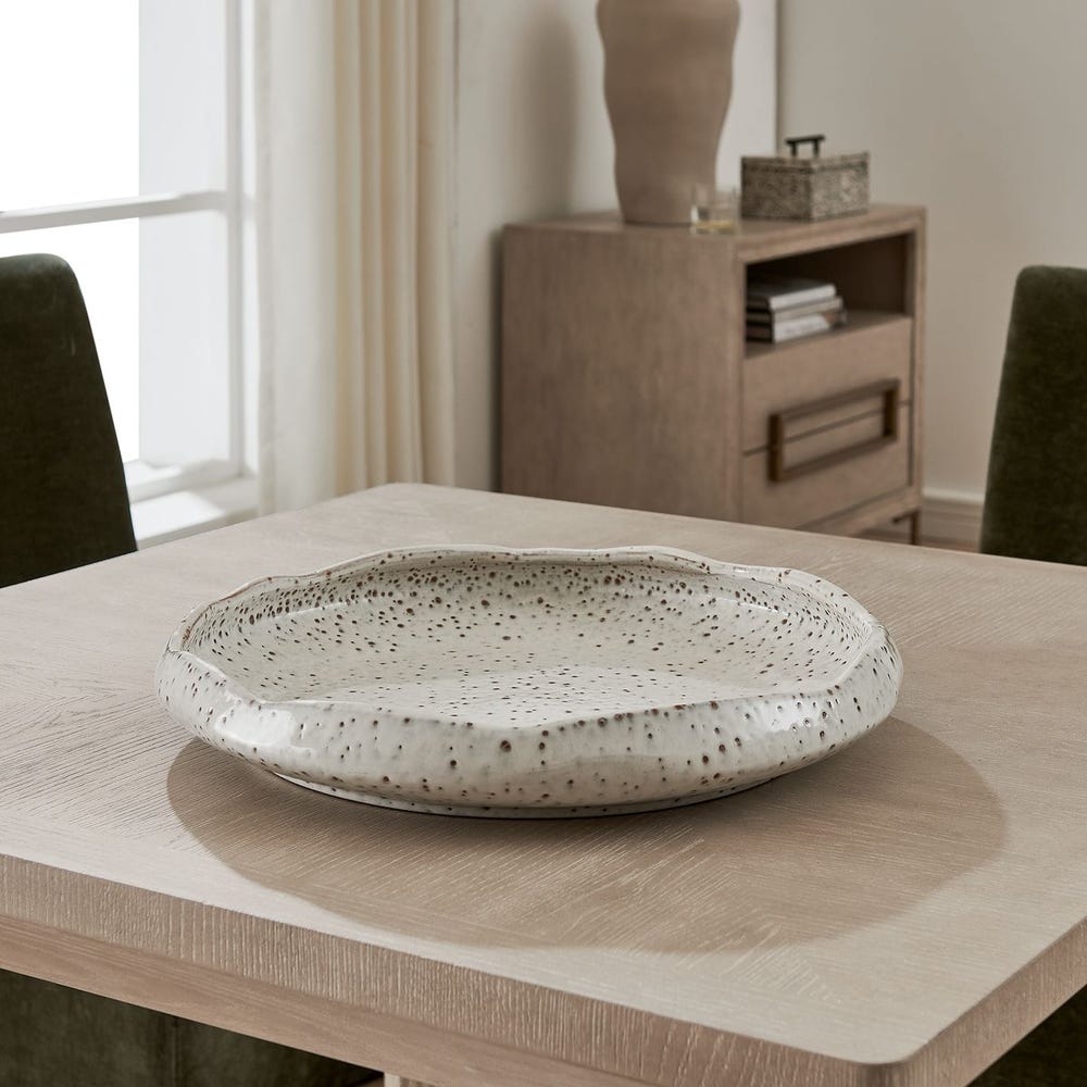 Uttermost Stardust White Ripple Decorative Bowl  ~ Indoor & Outdoor Use