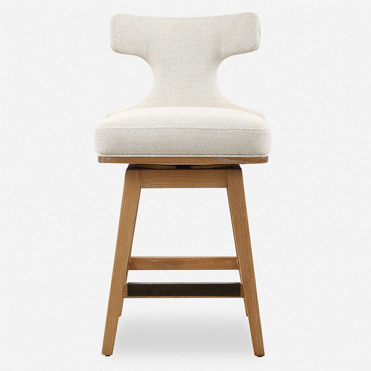 Uttermost Klismos White Textured Cushioned Swivel Seat Counter Stool - Image 2