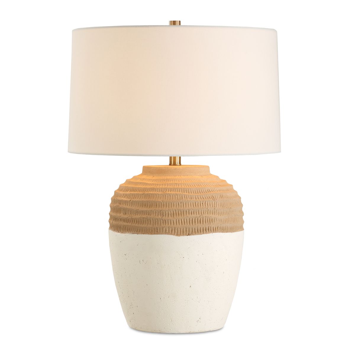 Uttermost Bellaby Two-toned Terracotta Base Table Lamp With White Linen Shade - Image 2