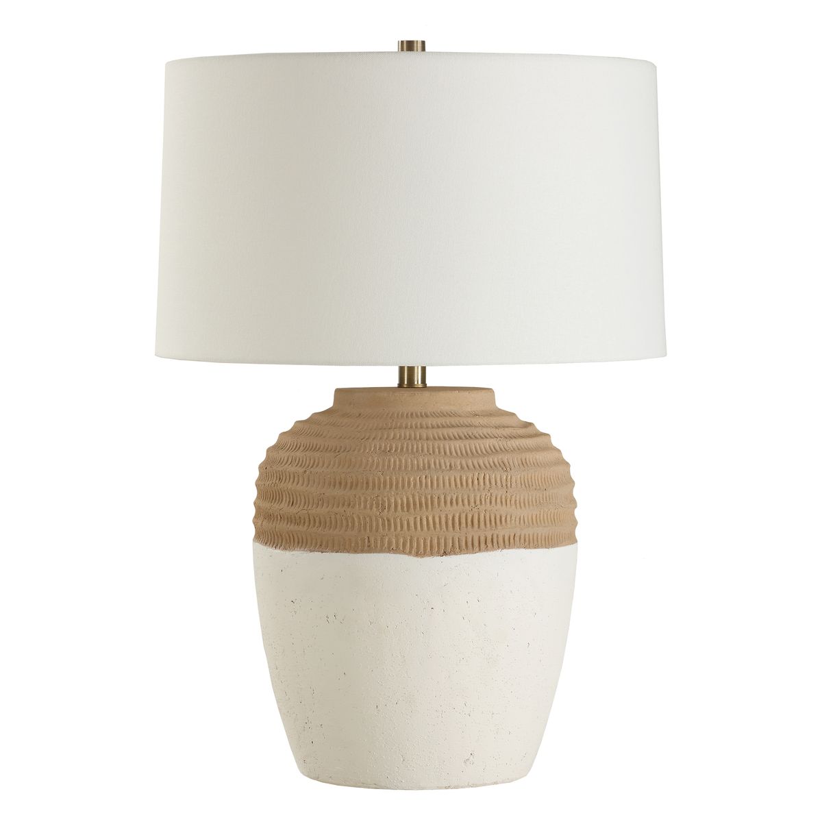 Uttermost Bellaby Two-toned Terracotta Base Table Lamp With White Linen Shade - Image 3