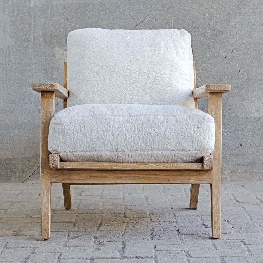 Uttermost Laid Back Mindi Wood Natural Finish Lounge Chair - Image 1
