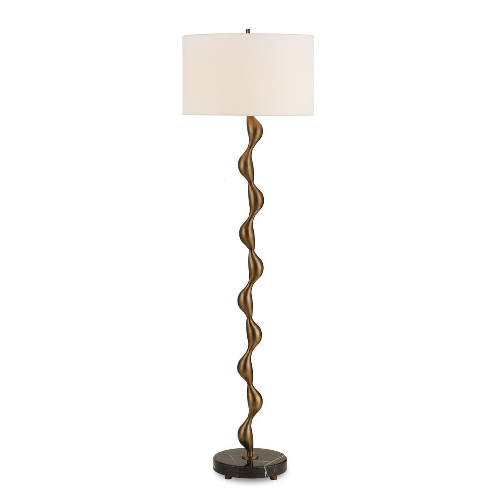 Uttermost Remolino Warm Bronzed Cast Iron Floor Lamp With White Linen Shade - Image 2
