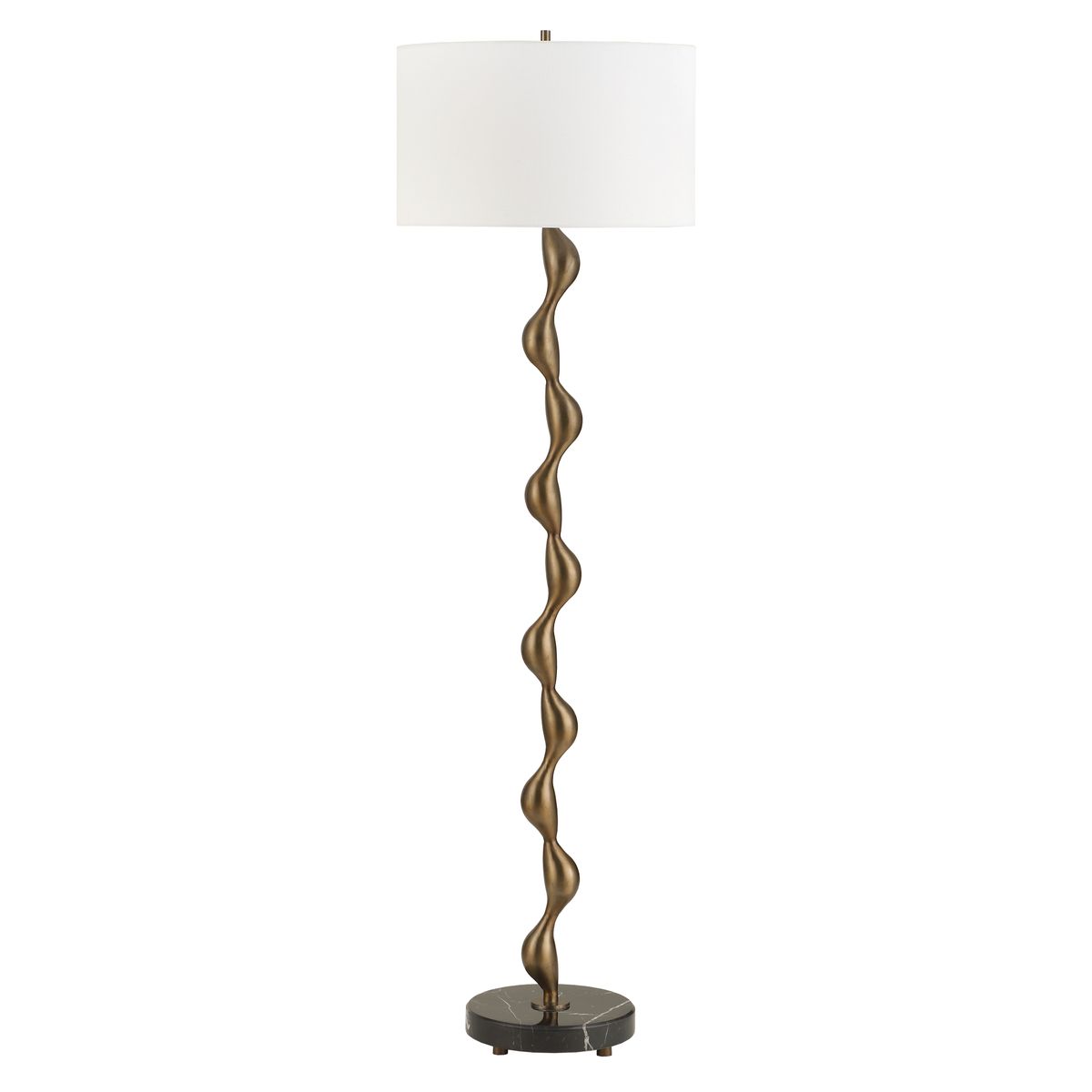Uttermost Remolino Warm Bronzed Cast Iron Floor Lamp With White Linen Shade - Image 3