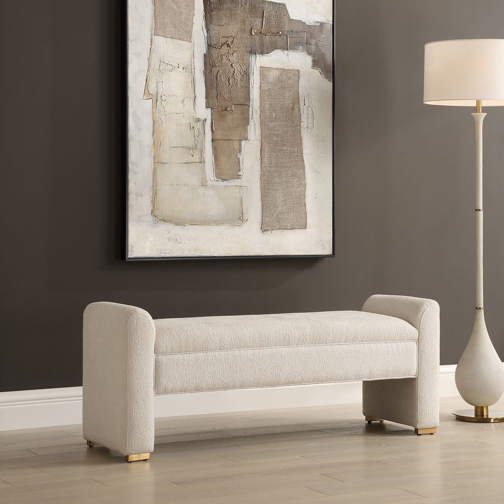Uttermost Caliste Bench With Textured Ivory Boucle - Image 1
