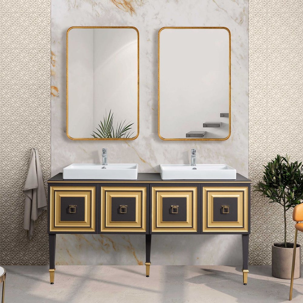 Casa Bella Living Rounded Corners Finished With Gold Leaf Mirror - Image 1
