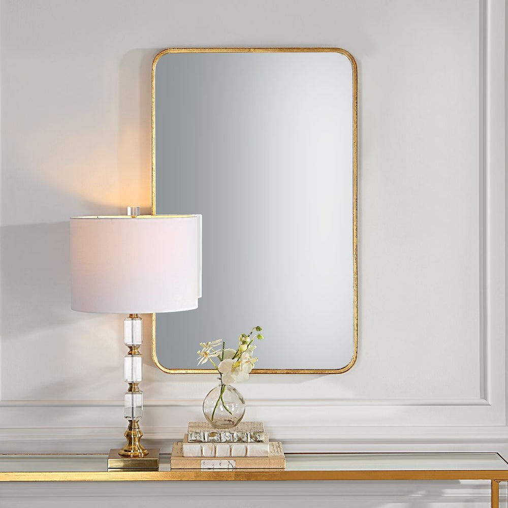 Casa Bella Living Rounded Corners Finished With Gold Leaf Mirror - Image 2