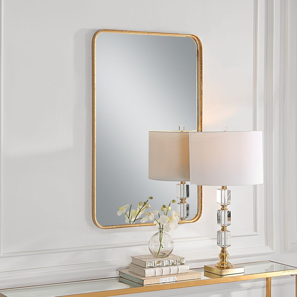 Casa Bella Living Rounded Corners Finished With Gold Leaf Mirror - Image 3