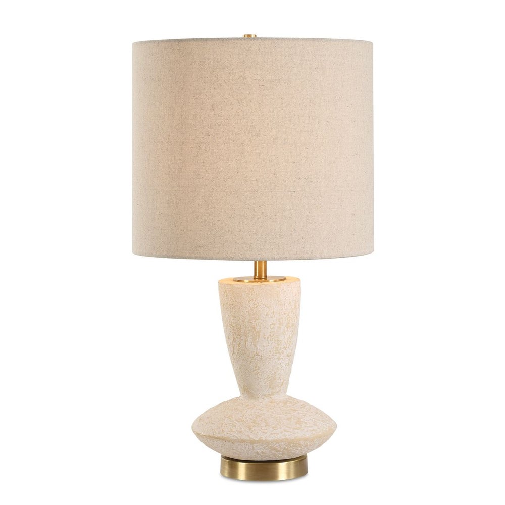 Uttermost Doreyn Ivory Ceramic Base Table Lamp With Light Beige Linen Shade - Image 2