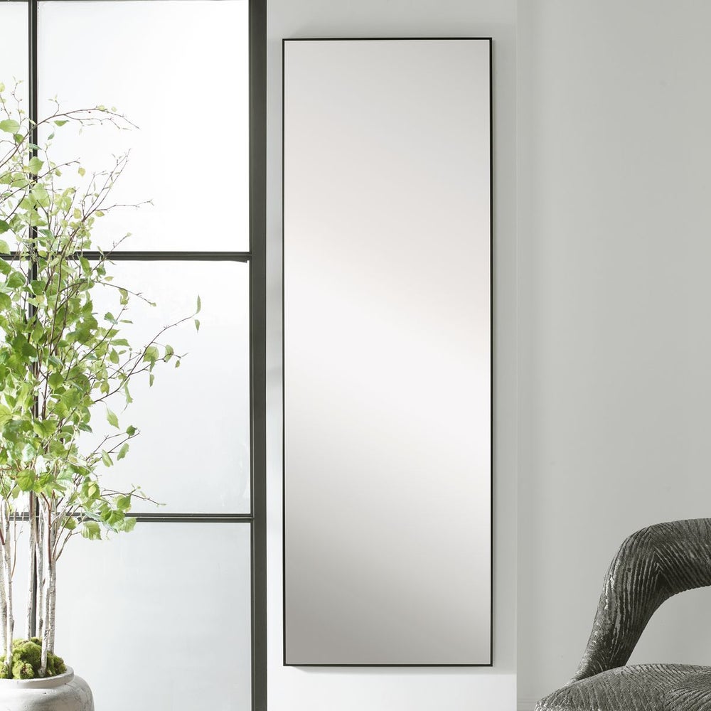 Casa Bella Living Thin Black Framed Classic Modern Mirror - Image 1