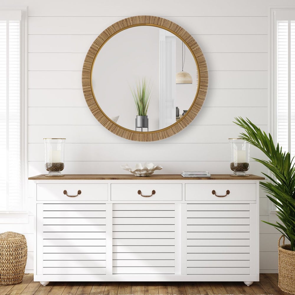 Casa Bella Living Relaxing Round Rattan Look Alike Mirror - Image 1