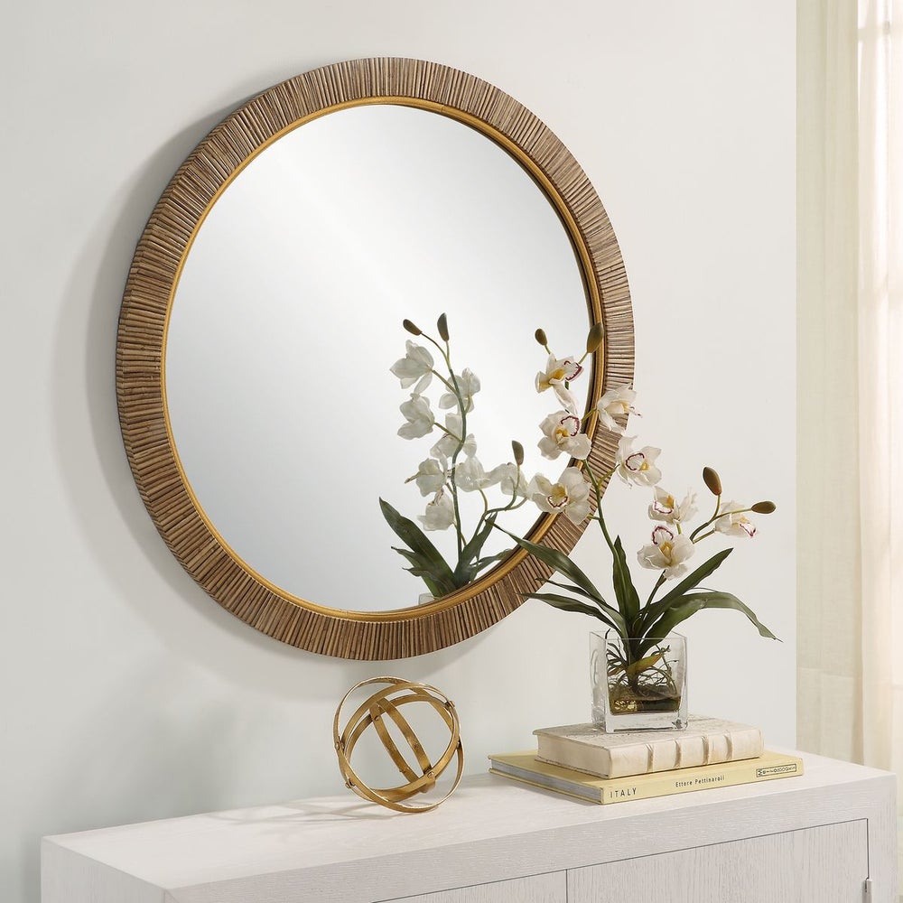 Casa Bella Living Relaxing Round Rattan Look Alike Mirror - Image 3