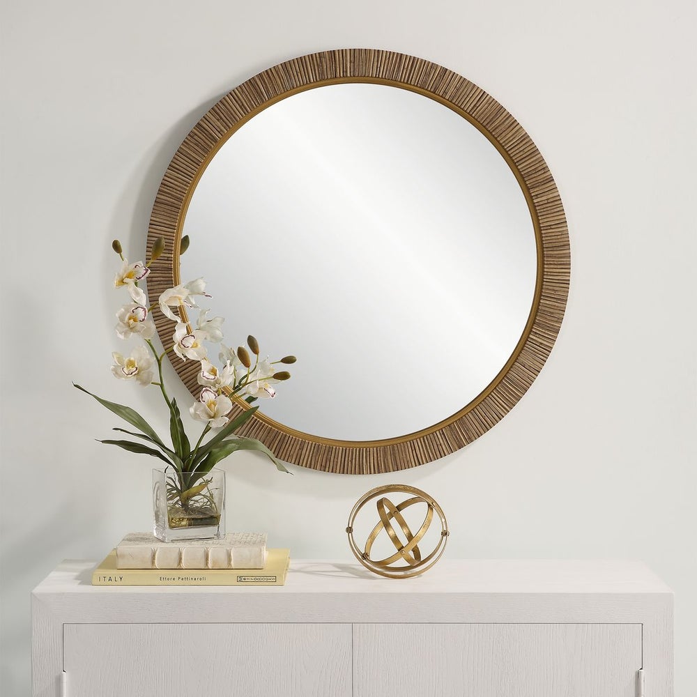 Casa Bella Living Relaxing Round Rattan Look Alike Mirror - Image 2