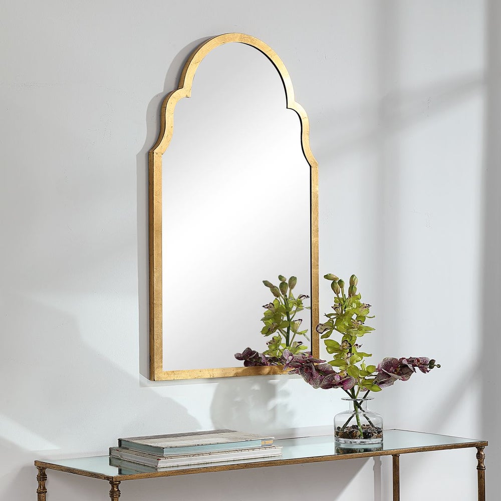Casa Bella Living Beautiful Arched Top Finished With Gold Leaf Mirror - Image 3